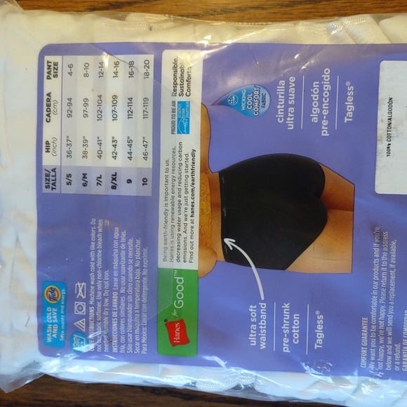 Hanes | Cotton No Ride 6 Briefs Size 10 NWT - Picture 4 of 4